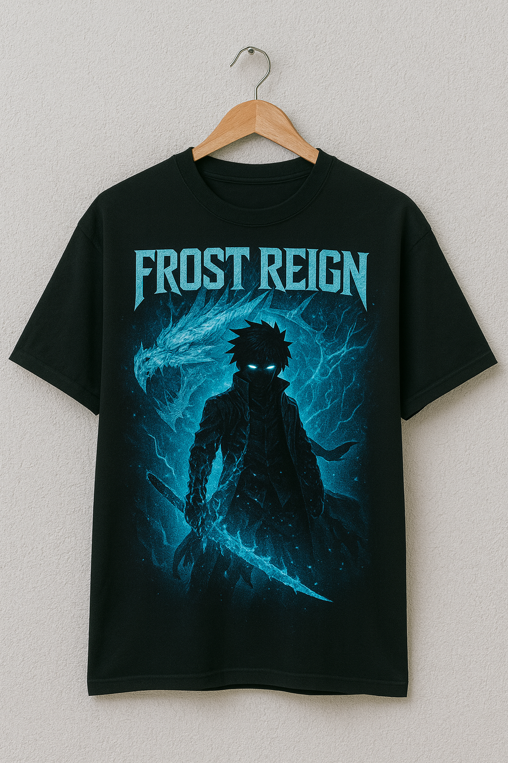 Frost Reign Oversized Anime Tee – Ice Warrior Edition