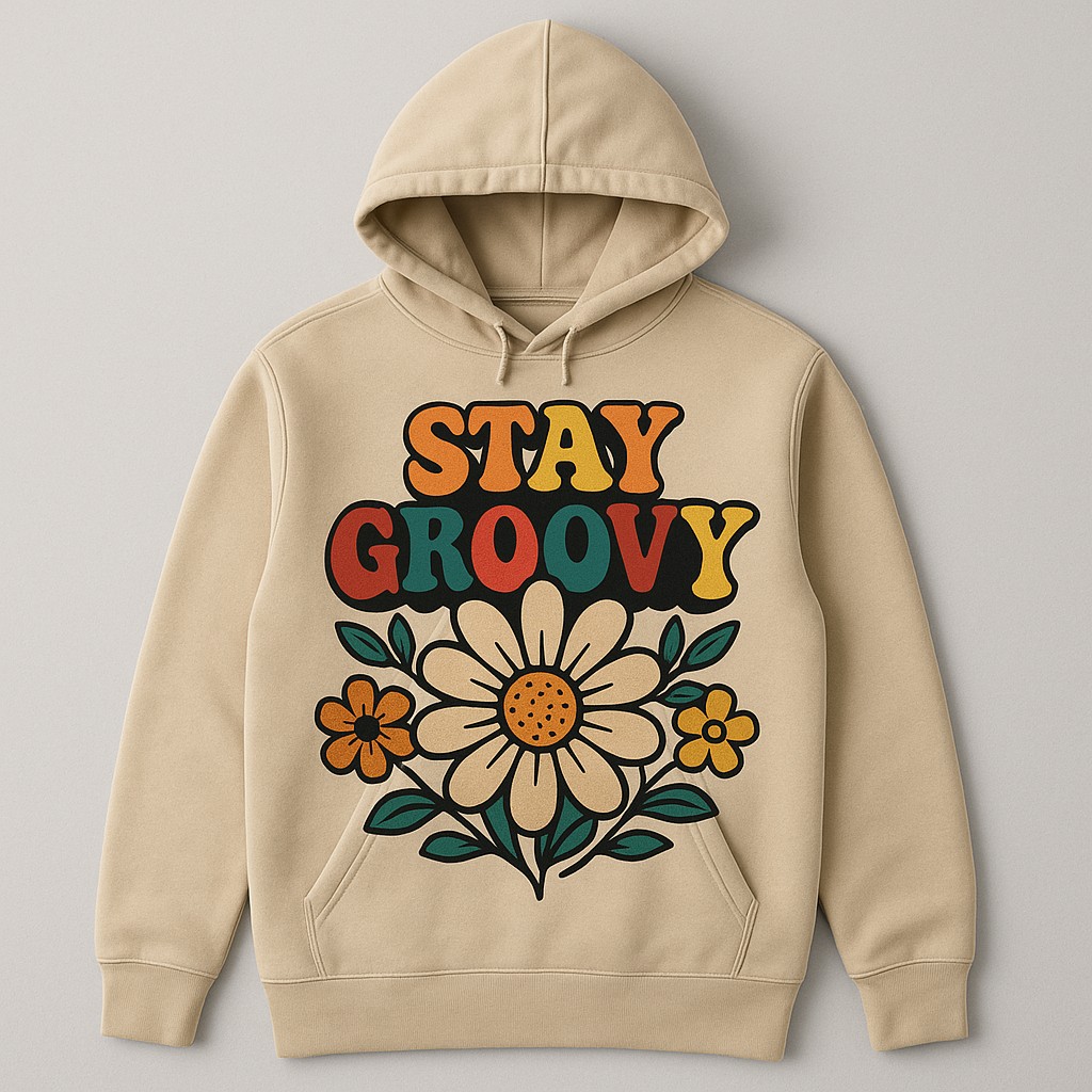 Vintage “Stay Groovy” Flower Hoodie – Aesthetic Wear