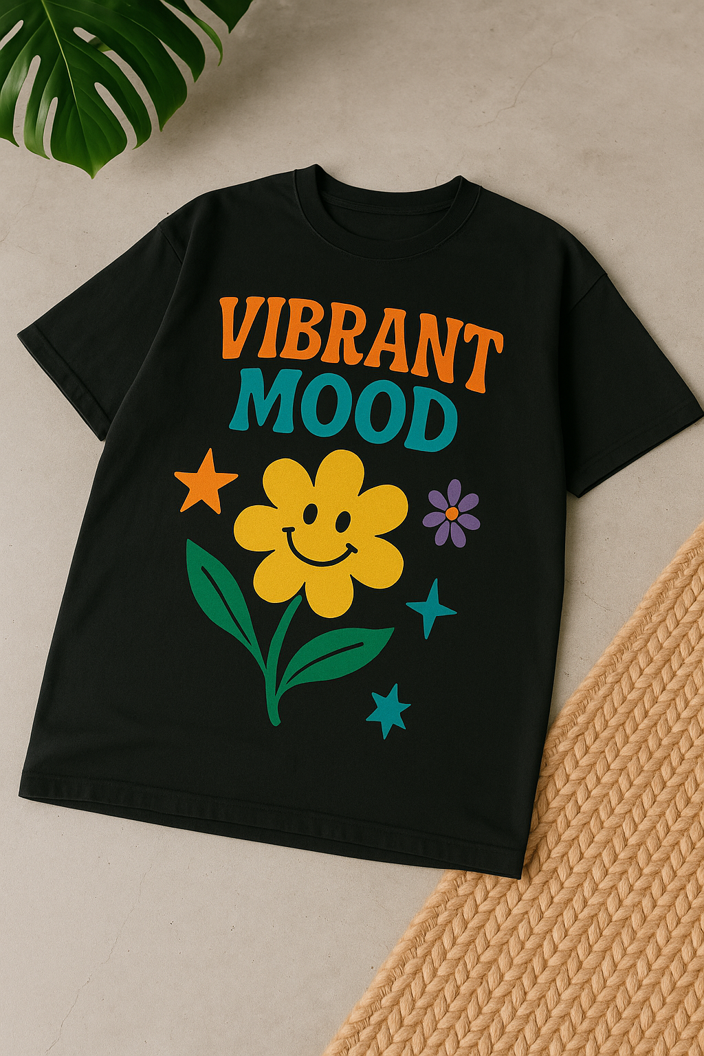 VIBRANT MOOD Oversized Graphic Tee – Retro Pop Edition