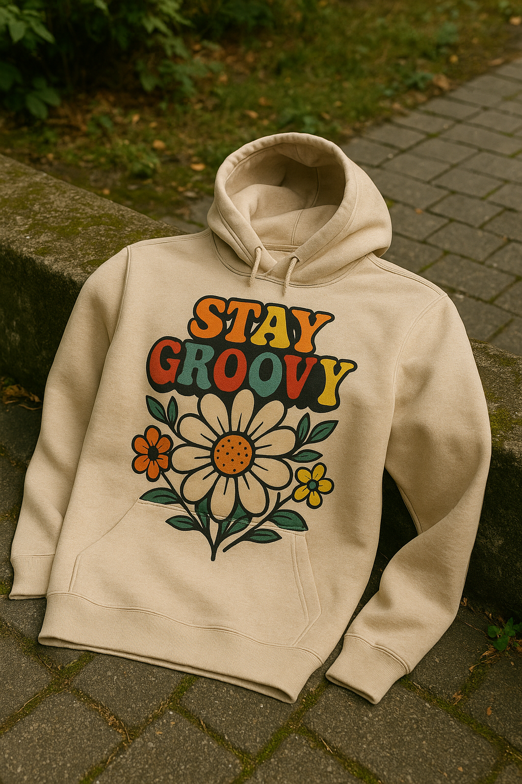 Vintage “Stay Groovy” Flower Hoodie – Aesthetic Wear