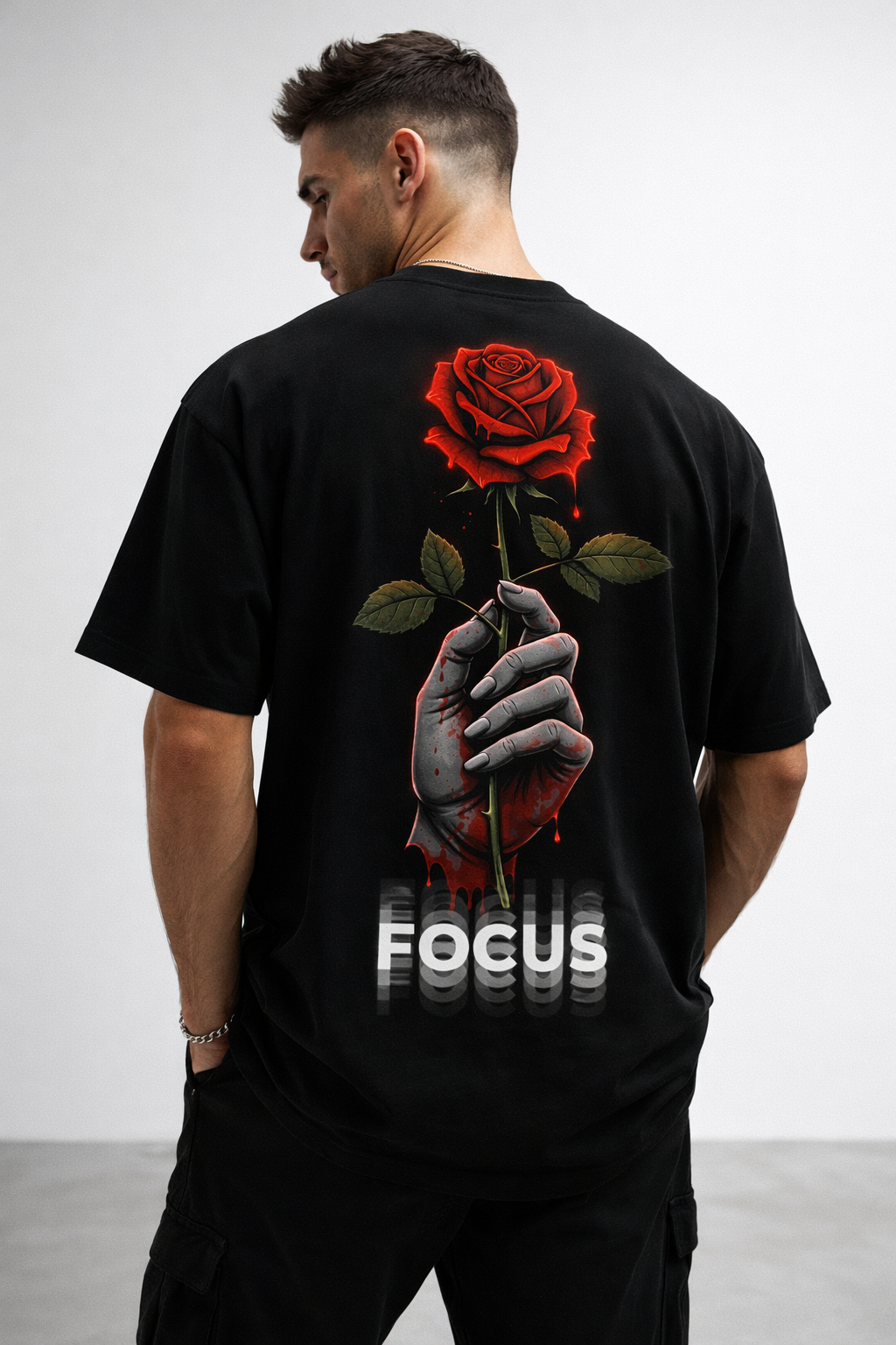 “Don’t Cross – Focus” Oversized Street Tee (Black Edition)