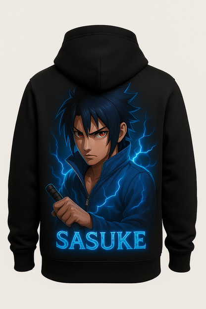 ⚡ Sasuke Thunder Aura – Premium Anime Graphic Hoodie