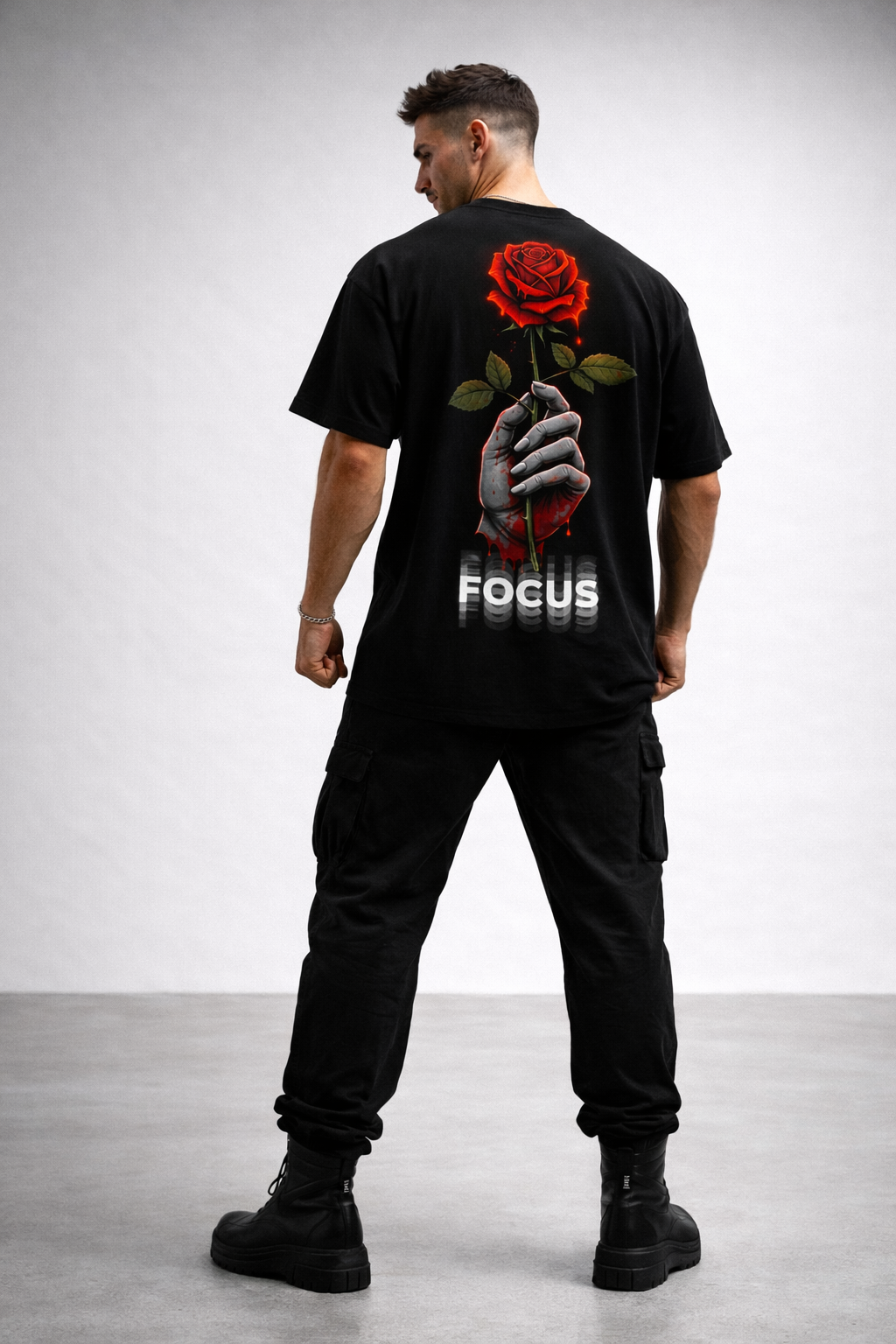 “Don’t Cross – Focus” Oversized Street Tee (Black Edition)
