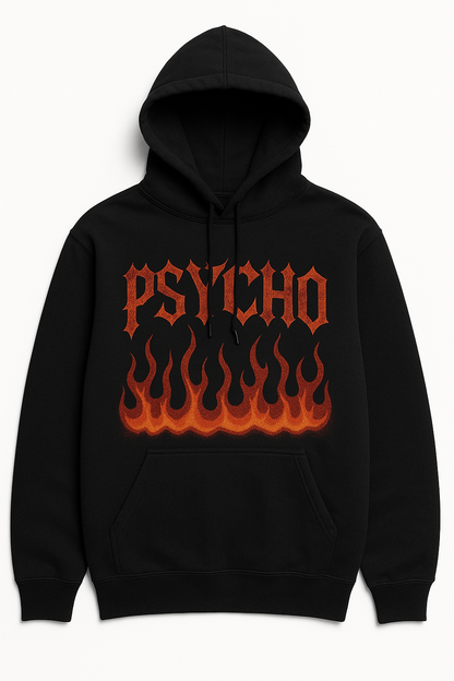 Psycho Flame Black Hoodie – GenZ Streetwear Edition