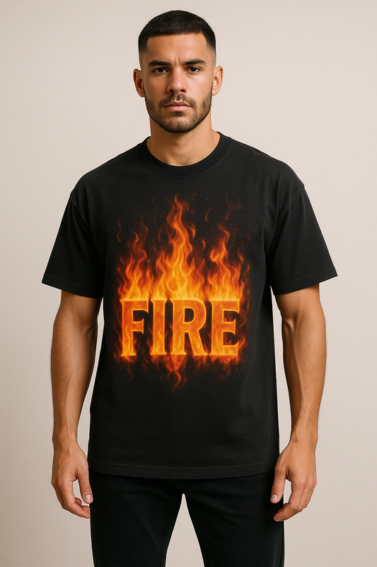 Blaze Mode Oversized Tee – FIRE Graphic Edition