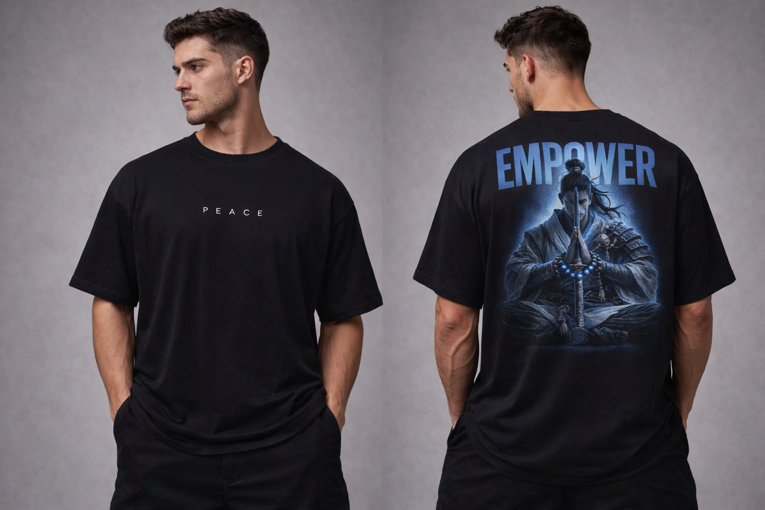 “EMPOWER × PEACE” Oversized Graphic T-Shirt