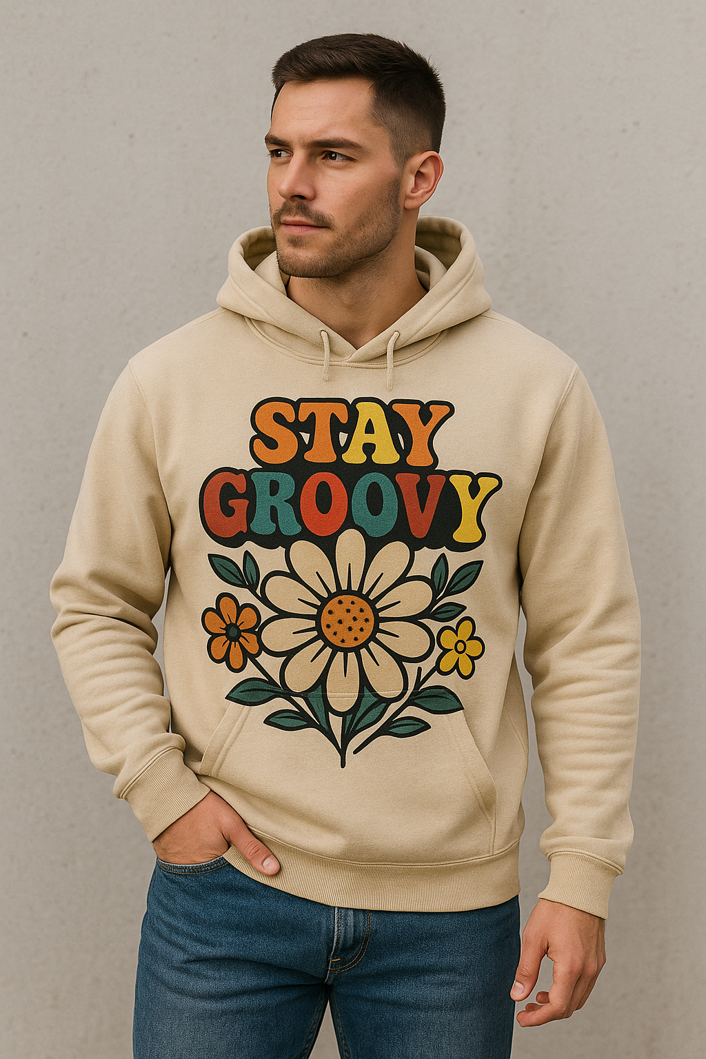 Vintage “Stay Groovy” Flower Hoodie – Aesthetic Wear