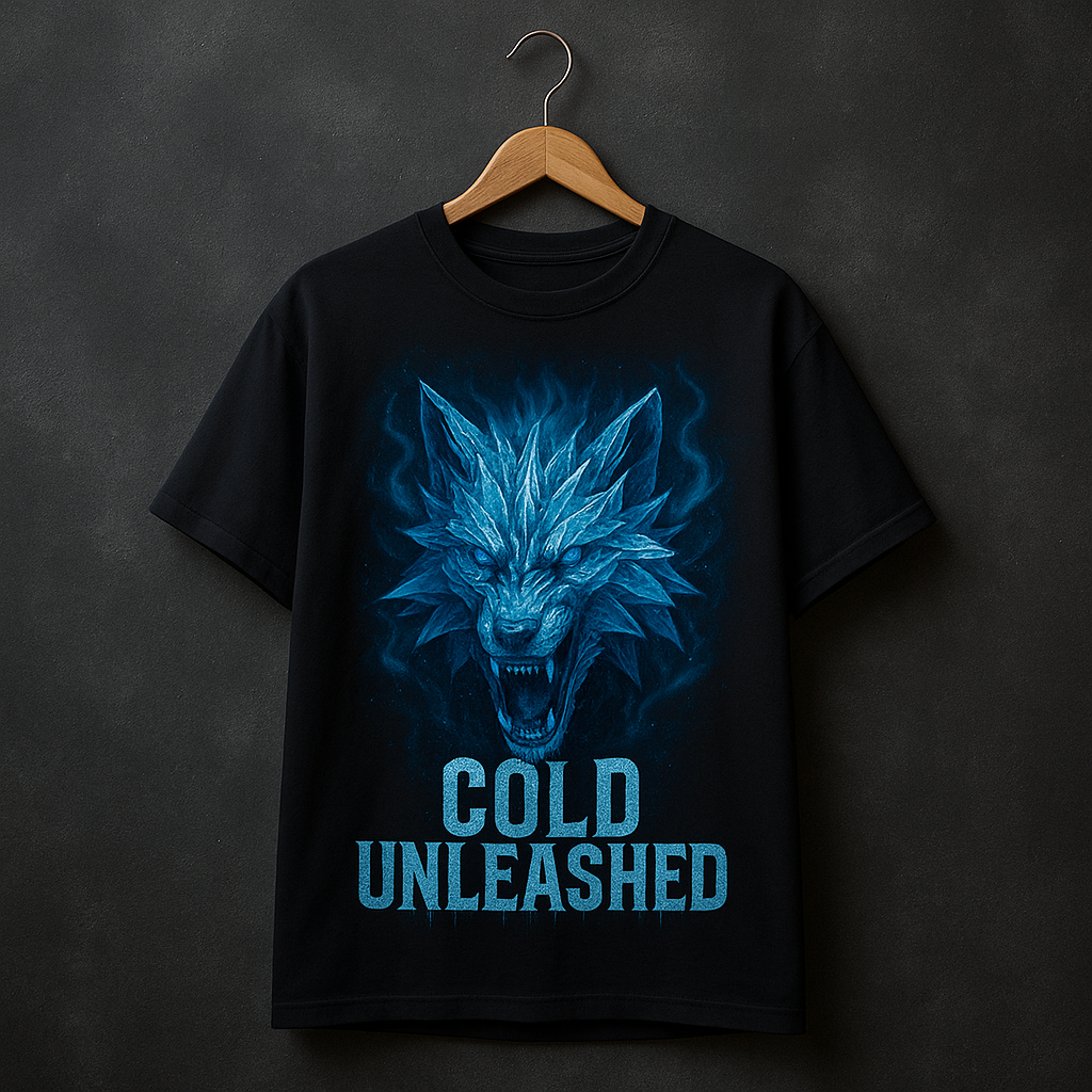 Cold Unleashed – Frostbite Wolf Oversized Tee