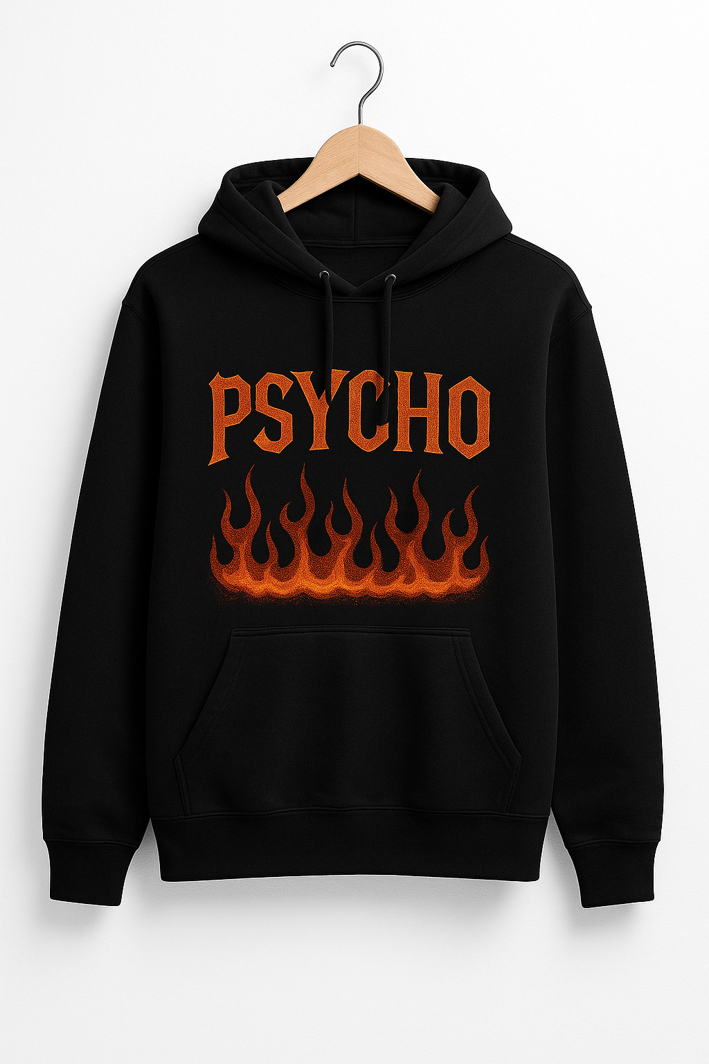 Psycho Flame Black Hoodie – GenZ Streetwear Edition
