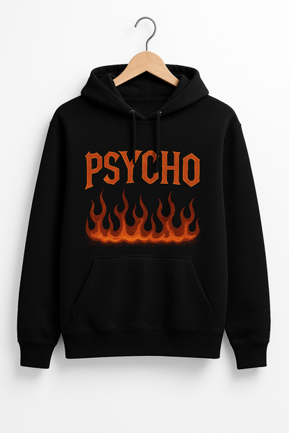 Psycho Flame Black Hoodie – GenZ Streetwear Edition