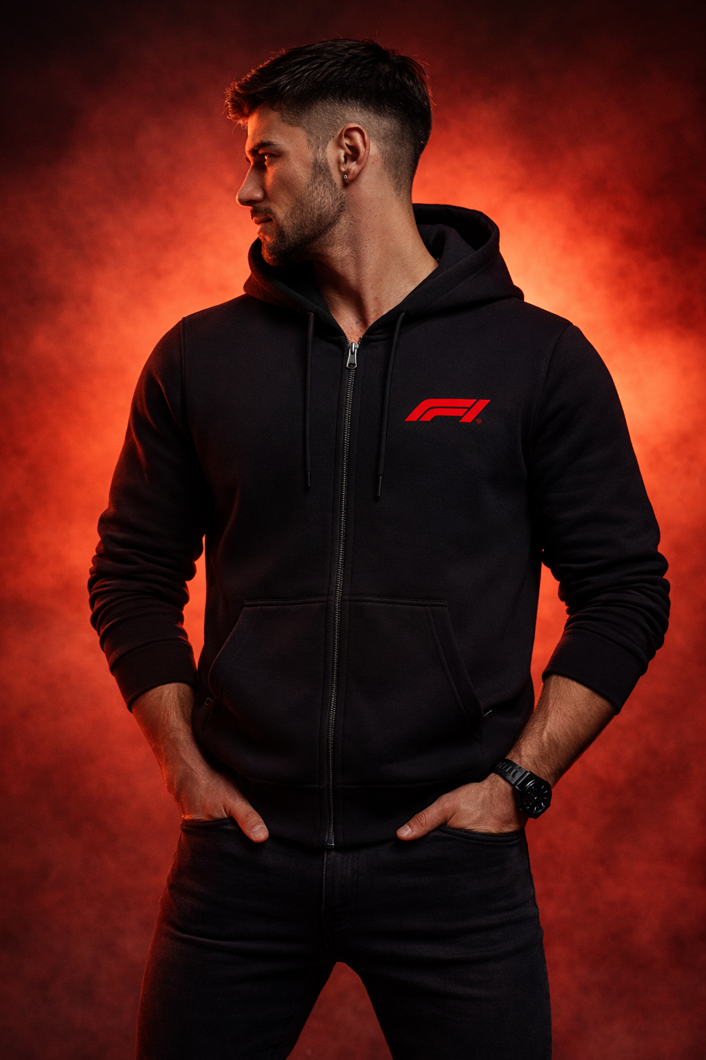 Ready For Race F1 Zipper Hoodie – Black | Premium Motorsport Streetwear