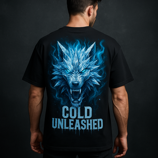 Cold Unleashed – Frostbite Wolf Oversized Tee