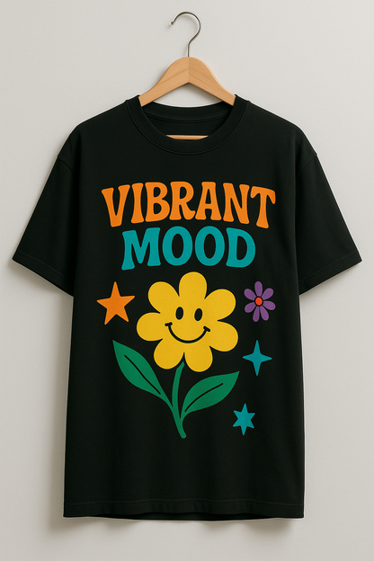 VIBRANT MOOD Oversized Graphic Tee – Retro Pop Edition