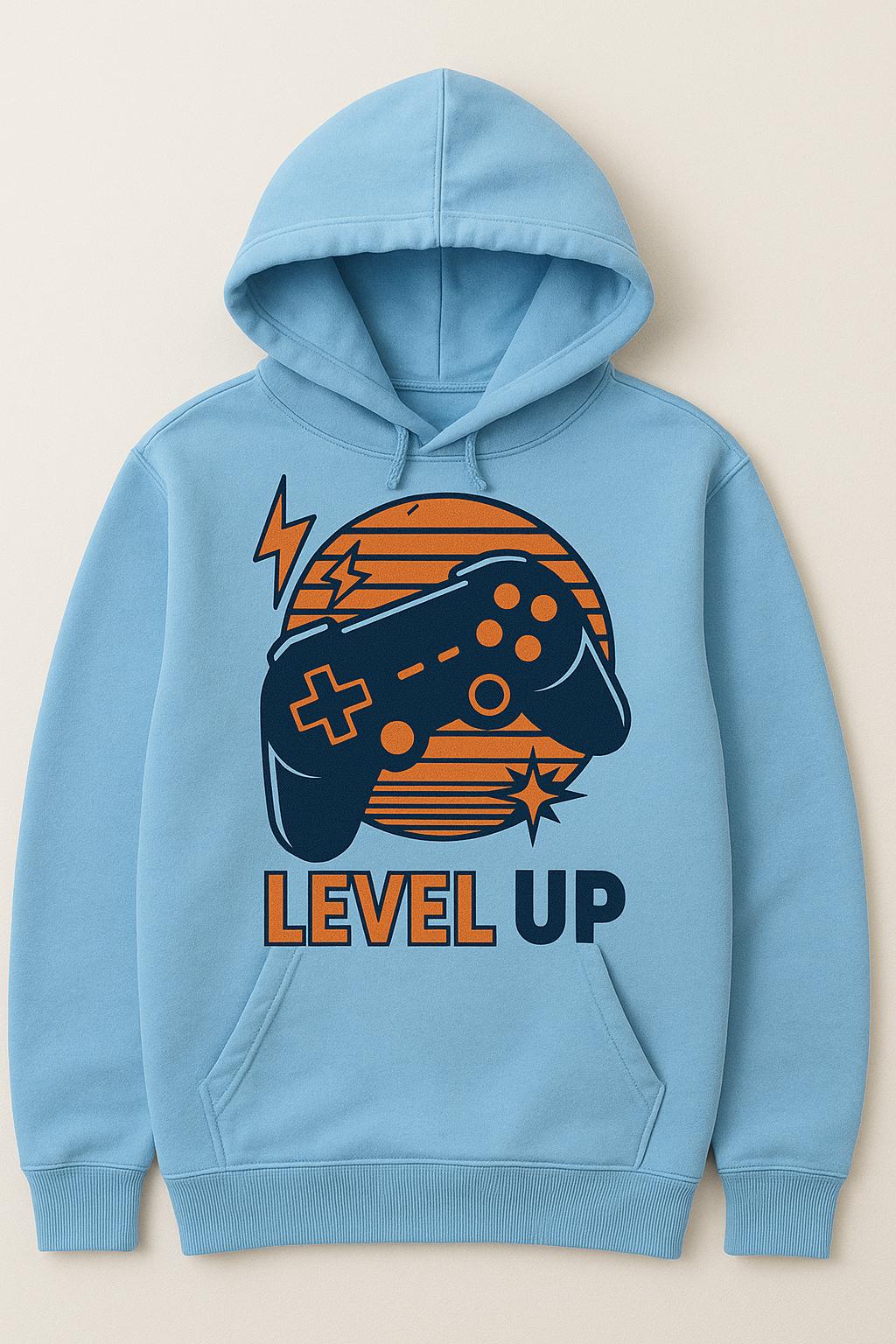 Level Up Retro Gamer Hoodie – Sky Blue Edition