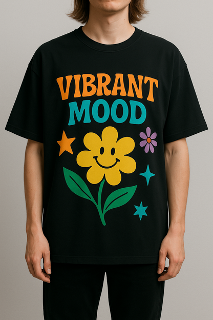 VIBRANT MOOD Oversized Graphic Tee – Retro Pop Edition