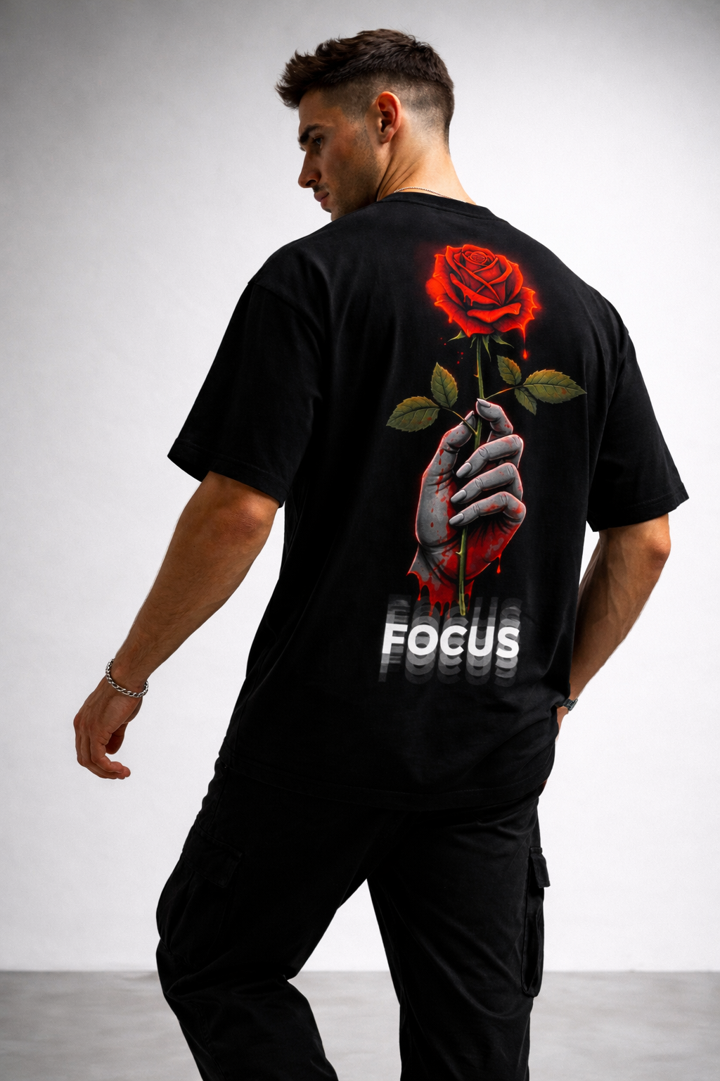 “Don’t Cross – Focus” Oversized Street Tee (Black Edition)
