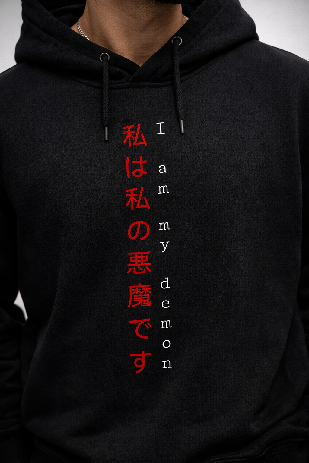 “I Am My Demon” Premium Anime Street Hoodie – Black Edition